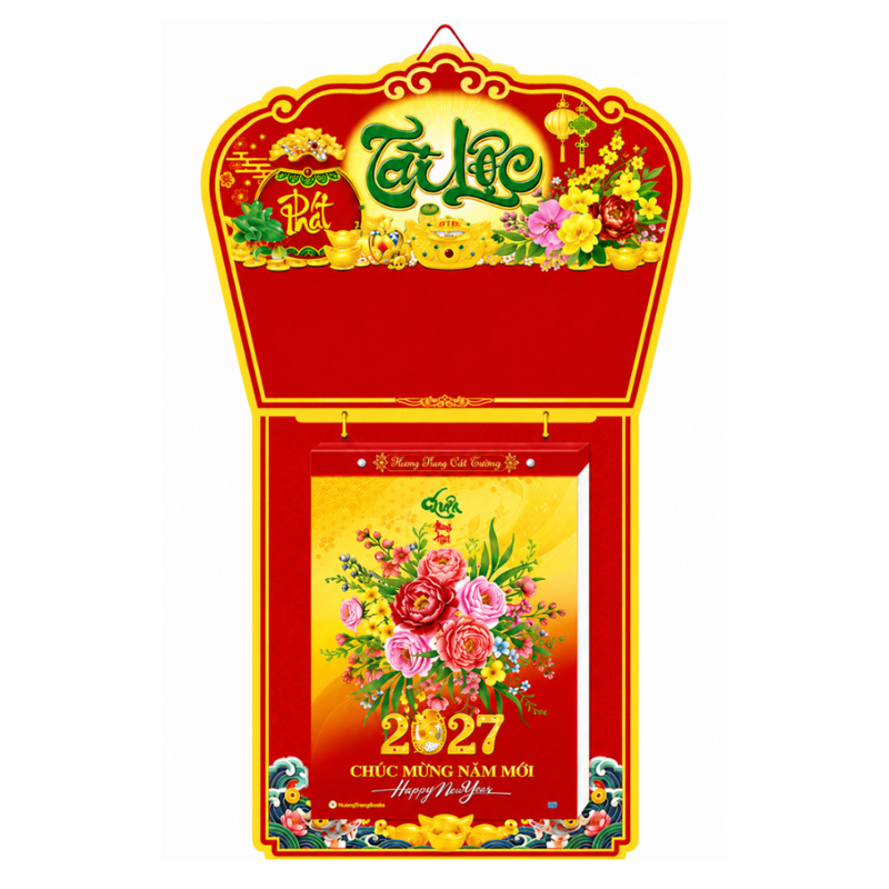 Bộ kh&aacute;nh lịch tết 2027 Đinh M&ugrave;i 20 x 30cm phong thủy