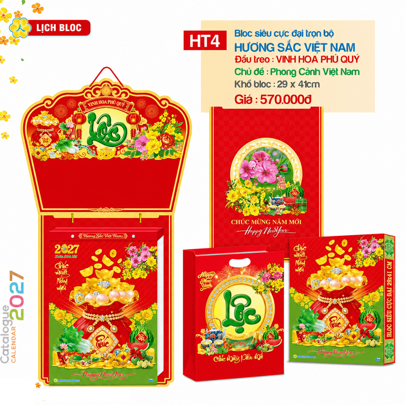 Bộ kh&aacute;nh lịch 2027 Đinh M&ugrave;i 29 x 41cm phong thủy