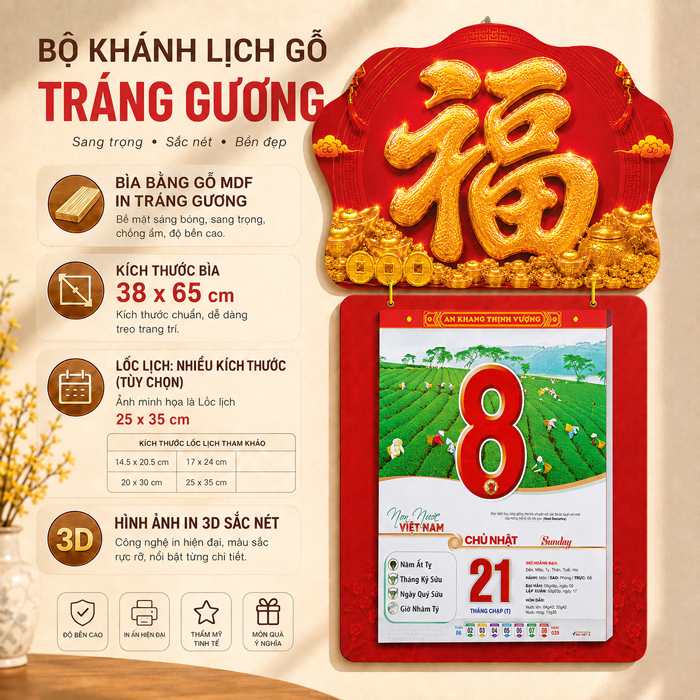 KH&Aacute;NH LỊCH TR&Aacute;NG GƯƠNG CHỮ PH&Uacute;C [福]