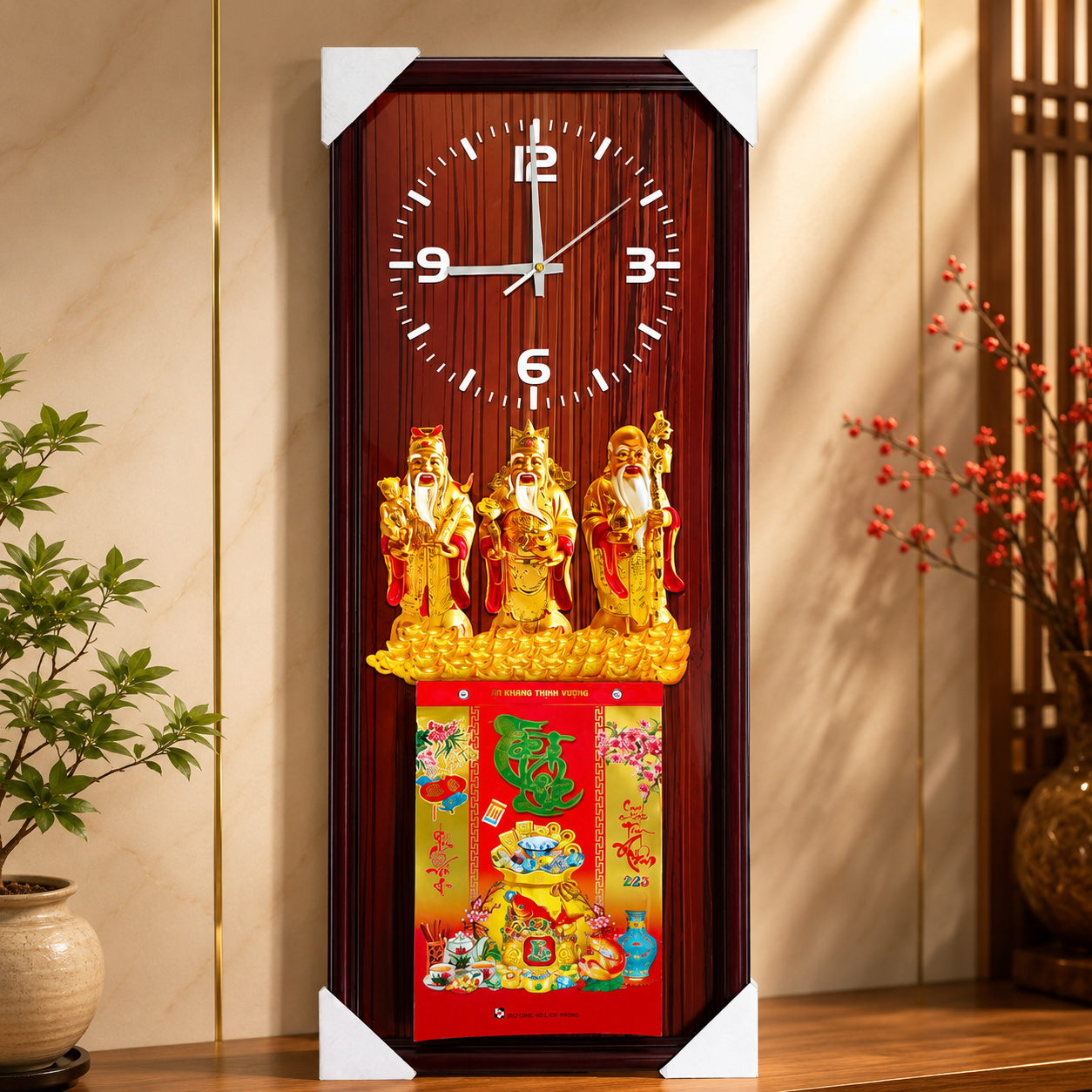 Lịch Tr&aacute;ng Gương Đồng Hồ Treo Tường - Tam Đa