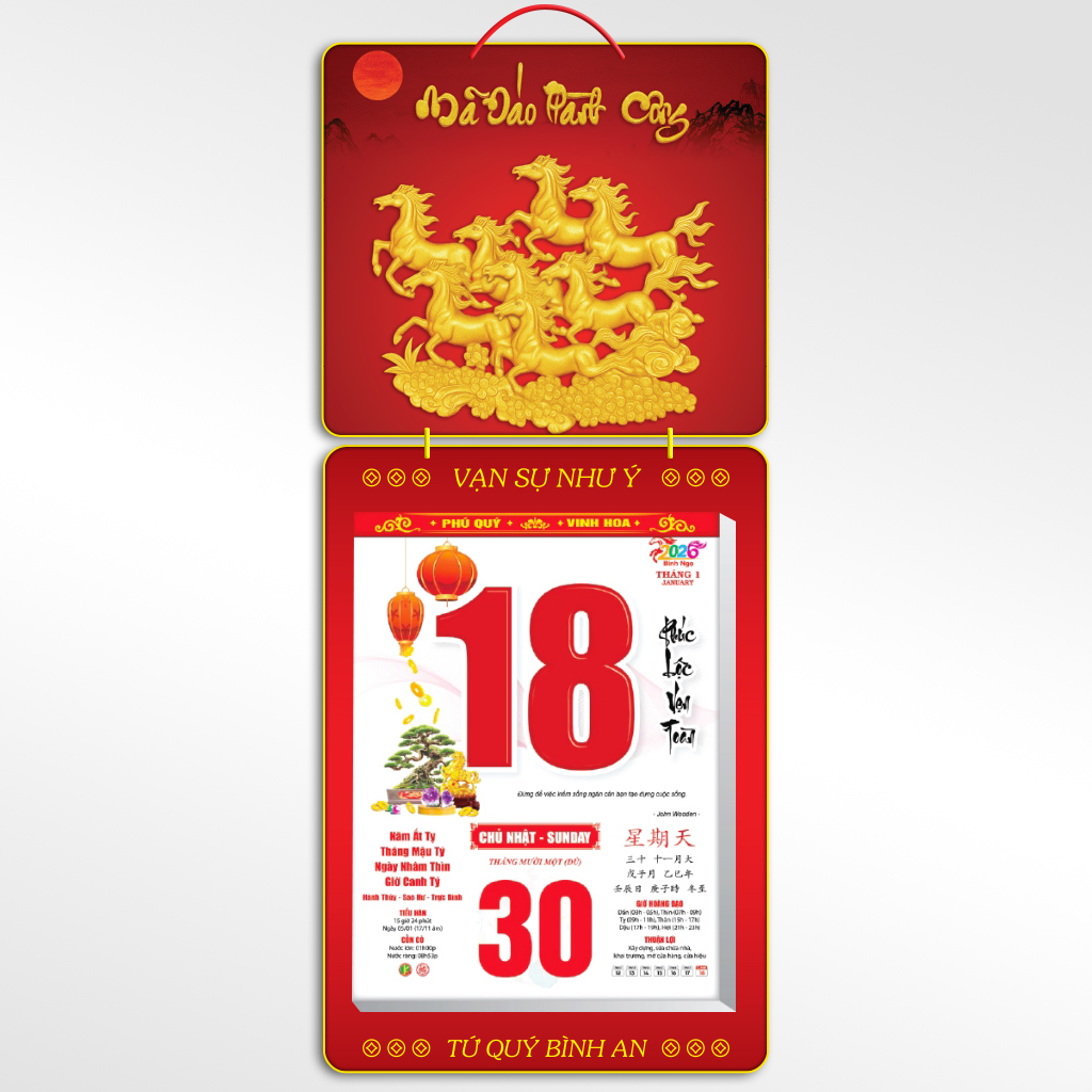 Bộ kh&aacute;nh lịch 2026 M&atilde; Đ&aacute;o