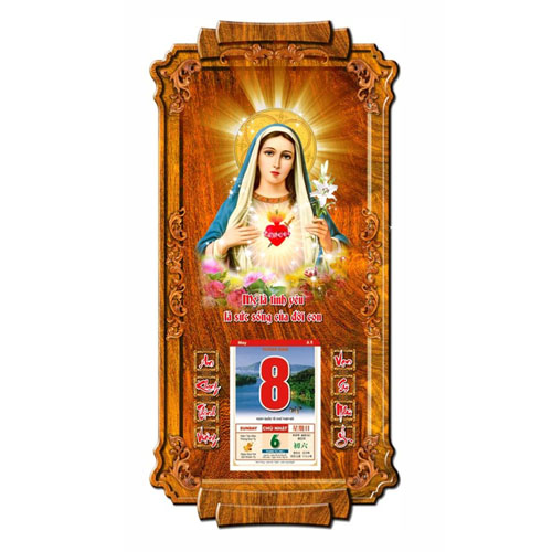 LỊCH GỖ TREO TƯỜNG MẸ MARIA - XLG306