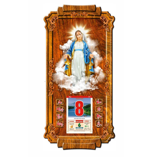 LỊCH GỖ TREO TƯỜNG MẸ MARIA - XLG309