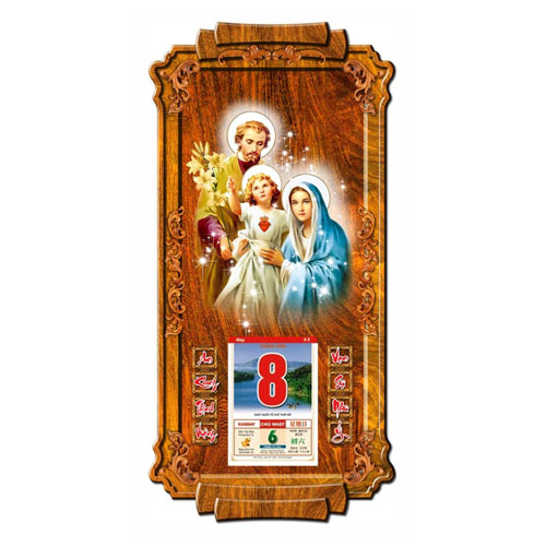 LỊCH GỖ TREO TƯỜNG GIA Đ&Igrave;NH CH&Uacute;A - XLG313