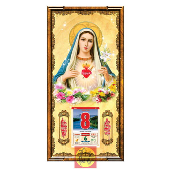 LỊCH GỖ TREO TƯỜNG MẸ MARIA - XLG307