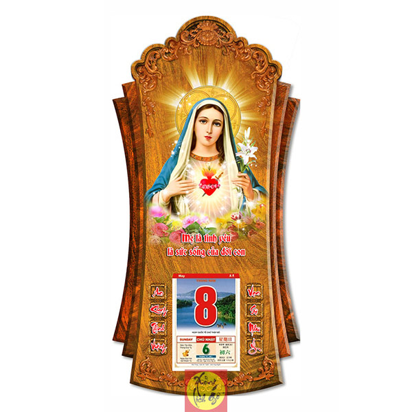 LỊCH GỖ TREO TƯỜNG MẸ MARIA - XLG318