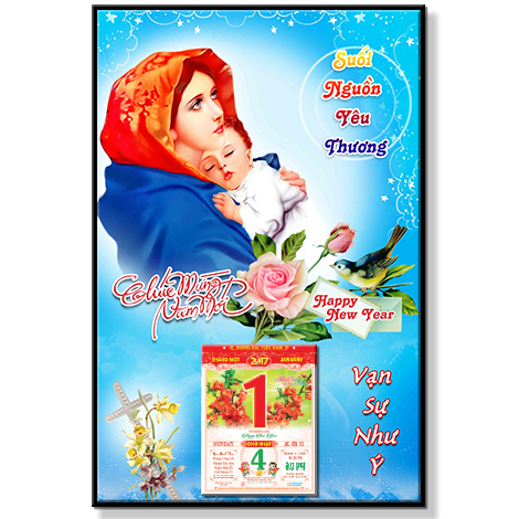 LỊCH GỖ ĐỨC MẸ BỒNG CH&Uacute;A - XLG565