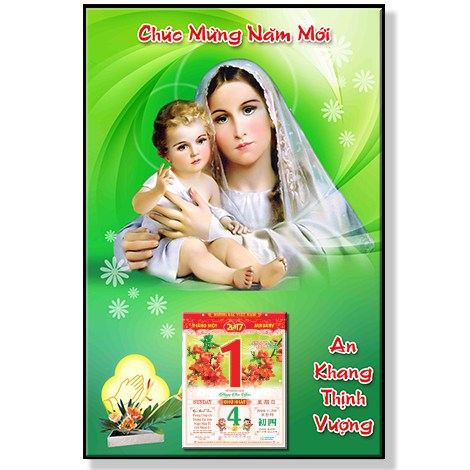 LỊCH GỖ ĐỨC MẸ BỒNG CH&Uacute;A - XLG566