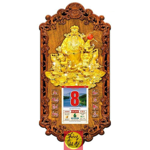 LỊCH GỖ PHẬT GI&Aacute;O THẦN T&Agrave;I - XLG221