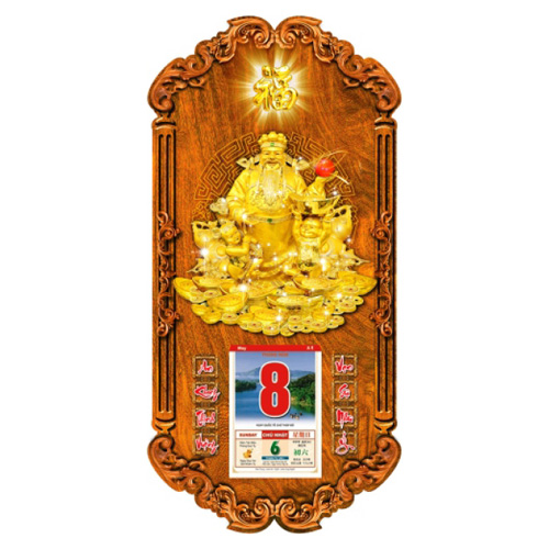 LỊCH GỖ PHẬT GI&Aacute;O THẦN T&Agrave;I - XLG222