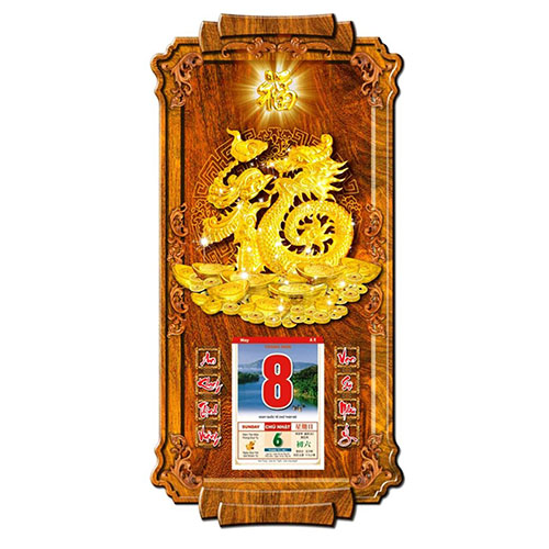 LỊCH GỖ PHONG THỦY KIM PH&Uacute;C - XLG446