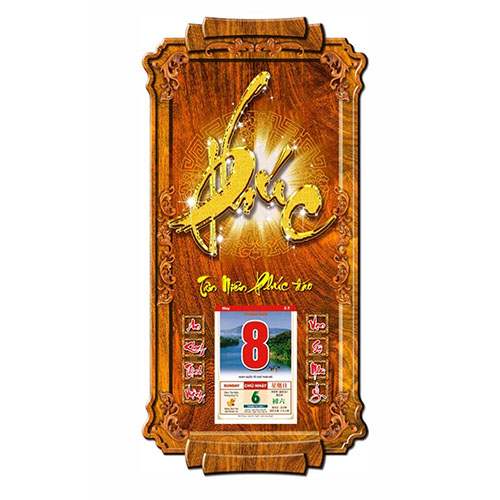 LỊCH GỖ PHONG THỦY CHỮ PH&Uacute;C - XLG454