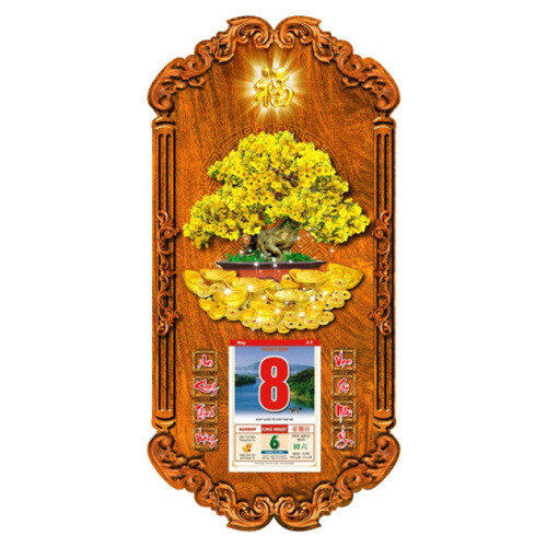 LỊCH GỖ PHONG THỦY HOA MAI - XLG415