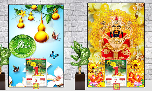 10 mẫu tranh tr&aacute;ng gương c&oacute; gắn lốc lịch d&agrave;nh cho năm 2025